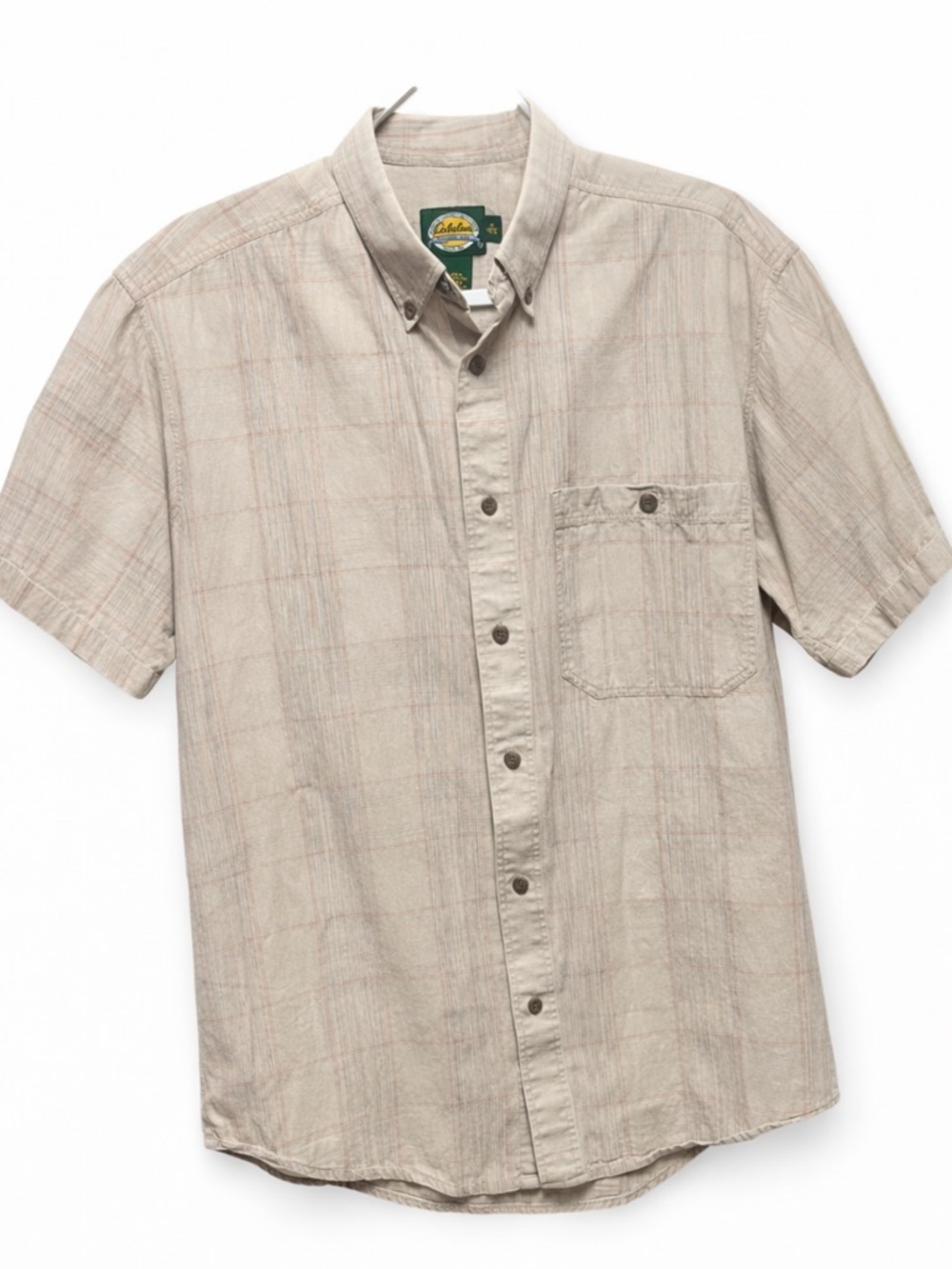 Cabela’s Tan Plaid Button Down Shirt Men’s Casual Outdoors Hiking Lightweight